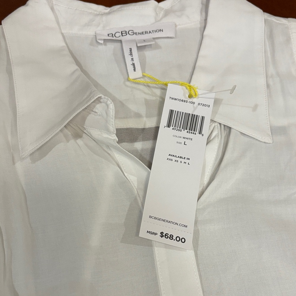 BCBGeneration Sheer White Sleeveless‎ Blouse - Picture 6 of 10